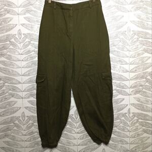 Lovers + Friends Joggers Cargo Pockets Cropped Ankle Green